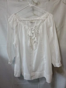 Caffe Marrakesh Size M White Blouse Cottagecore Boho Hippie Coastal Beachy - Picture 1 of 6