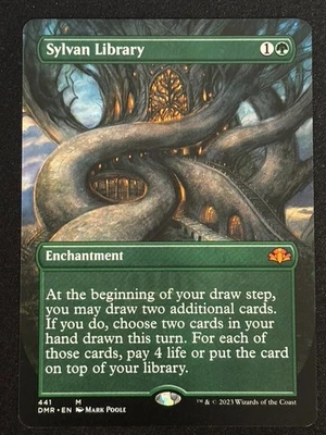 1x MTG Sylvan Library (Borderless) - Dominaria Remastered (DMR) #441 - Magic - Image 1 of 2