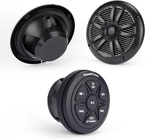 Boat Marine Stereo with Speaker Package (Black) 2 Channels Amp AUX USB for Boats - Picture 1 of 12