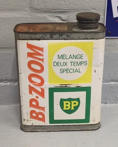 Vintage französische BP ZOOM MELANGE DEUX TEMPS 2 Takt Öl Dose / Dose 2 Liter (BP57) - Bild 1 von 9