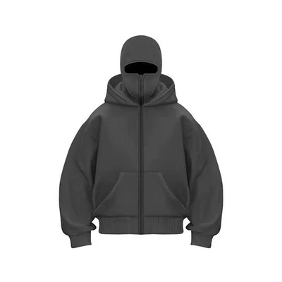 Sudadera con capucha máscara ninja Y2K para hombre | Sudadera con capucha doble Streetwear sudadera holgada Foto 1 de 4