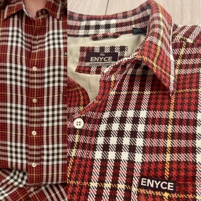ENYCE Men's Baggy Button Down Shirt Brown Houndstooth XL/Late 90s Y2K Streetwear - Image 1 of 4