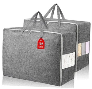 2Pack 105L Extra Large Storage Bags, Folding Moving Comforter Blanket Storage - Picture 1 of 7