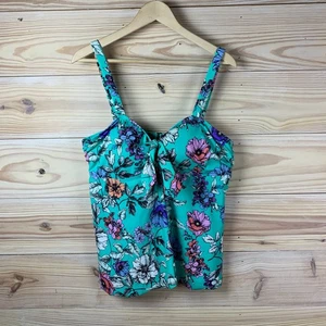 Débardeur maillot de bain Loralette Tankini 2X sarcelle floral plage boho neuf avec étiquette - Photo 1/18