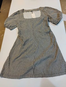 Damen Leinen Kurzarm Mini Sommerkleid - A New Day Black Gingham - Bild 1 von 3