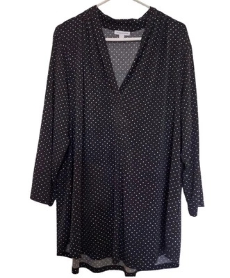 Charter Club Blouse Women 3X Black Polka Dot V Neck Career Mature Minimalist - Image 1 of 4