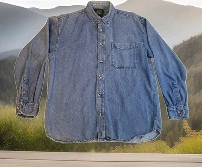 Nascar Chase Authentics Denim Shirt Mens L Blue Long Sleeve Button Down Vintage - Image 1 of 4