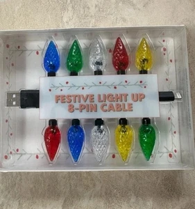 Target Bullseye Vivitar Festive Light Up 8-Pin USB-C Charging Cable (NEW IN BOX) - Picture 1 of 2
