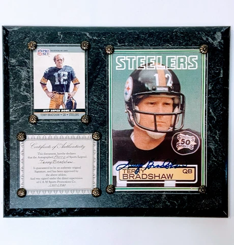 Pittsburgh Steelers Superbowl XIV-1980 Plaque-Terry Bradshaw-Signed Certified-R7 Cover