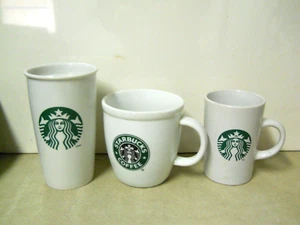x3 tazas y vasos de cerámica blanca Starbucks - Imagen 1 de 7