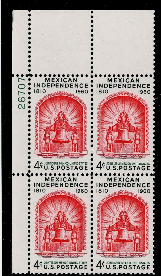 US Scott #1157, Plate Block #26707 1960 Mexican 4c FVF MNH Upper Left - Image 1 of 1