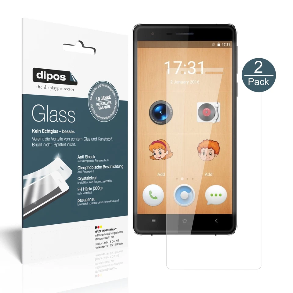 2x Protector Pantalla para Oukitel K4000 Lite Vidrio Flexible 9H dipos Foto 1 de 4