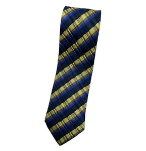 Corbata de seda VERSUS GIANNI VERSACE ITALIA XL azul marino dorado a rayas con:3,7" usada en excelente estado - Imagen 1 de 5