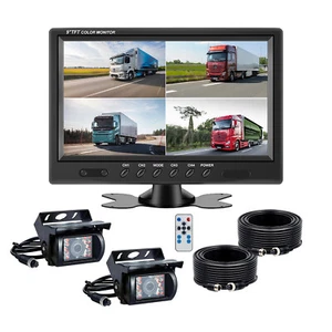 Monitor de coche de 9 pulgadas pantalla dividida video de 4 canales + 2 cámaras de visión trasera de alta resistencia 12-24 V - Imagen 1 de 19