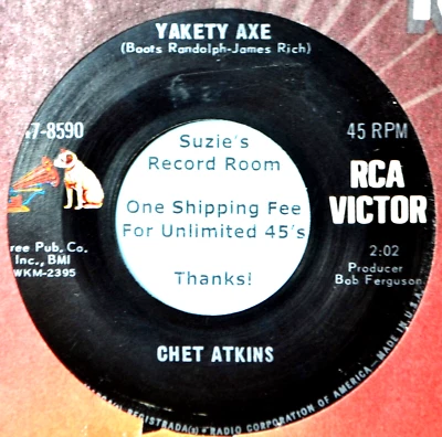 Chet Atkins Yakety Axe / Letter Edged in Black Pop Inst. 45 7" Vinyl -Coupons! - Image 1 of 3