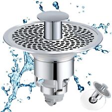1.1~1.5 Inch Universal Stainless Steel Pop-Up Drain Filter Push Type  Bathroom