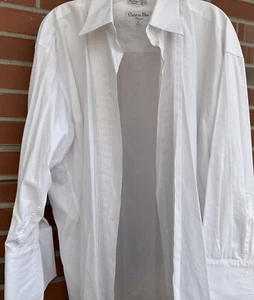 Vintage Christian Dior Mens Tuxedo Shirt Pleated French Cuff 17/32/33 Hong Kong - Picture 1 of 8