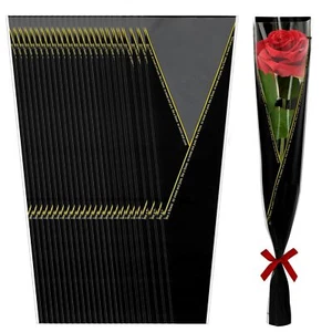 100 Pcs Single Rose Sleeve Single Flower Sleeve Floral Wrapping Bags for Flor... - Picture 1 of 6