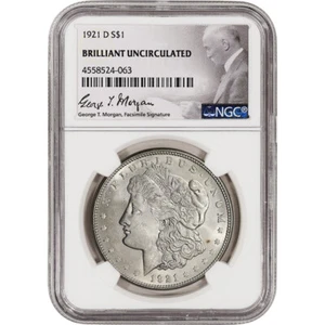 1921-D US Morgan Silver Dollar $1 - NGC Brilliant Uncirculated - Picture 1 of 4
