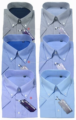 Camicia uomo Taglie Forti mezza manica corta fantasia righe quadri scacchi 43/48 - Immagine 1 di 4