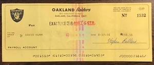 David Humm 1978 Oakland Raiders signed payroll check BAS Nebraska - Picture 1 of 4