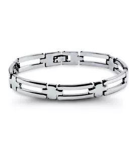 Bracciale Uomo Acciaio Inox Open Link Solido Lucidato -ssb51 - Foto 1 di 2