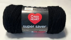 Red Heart Yarn Super Saver 7 oz Skein Acrylic Black - Picture 1 of 3