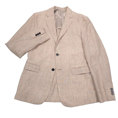 $585 Theory Clinton Sand Beige Glen Plaid Linen Suit Jacket Mens Size 38R - Image 1 of 4