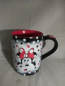 Disney Minnie Mouse 3D Rare Coffee Mug Cup Black Red White Polka Dots - Picture 1 of 4