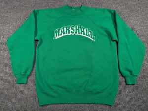 VTG Marshall University Sweatshirt Mens Large Green Hanes Pullover USA 80s 90s - Picture 1 of 9