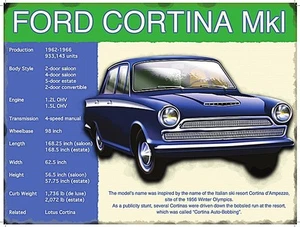 Ford Cortina Mk1 kleines Stahlschild 200 mm x 150 mm - Bild 1 von 1