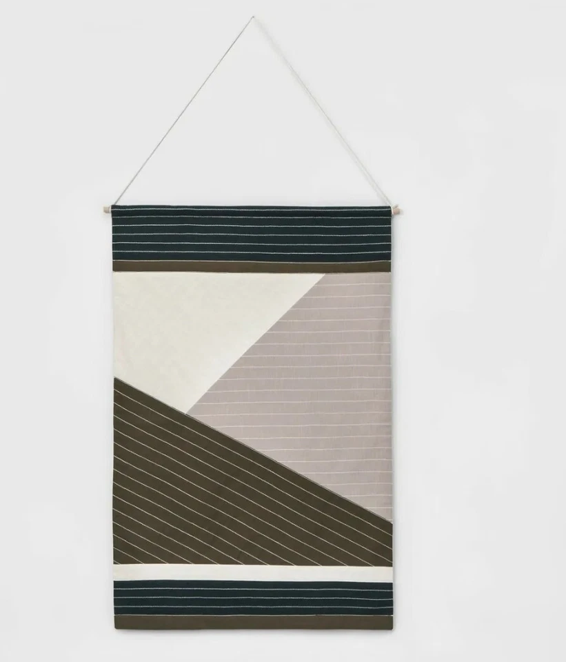 Quilted 100% Cotton Wall Tapestry Green Gray Blue Tan 24” X 36” Garden Spring - Image 1 of 1