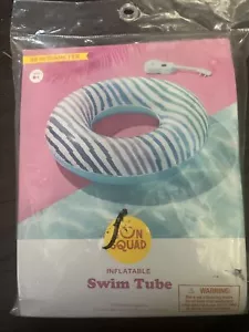 Tubo de natación Sun Squad inflable a rayas azules 36" de diámetro - Imagen 1 de 2