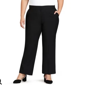 3X / 24P ~ WIDE LEG & POCKETS Elastic Waist Avenue Trouser Dress Gabardine Pants - Picture 1 of 4