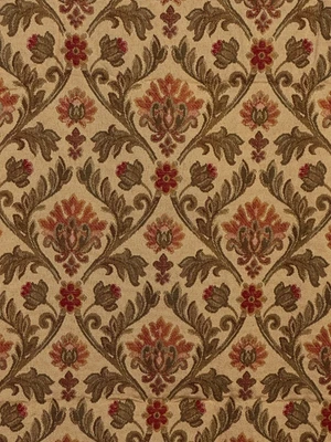 3/4 Yard Robert Allen Delille Upholstery Fabric Beautiful Folk Art Earth Tones - Image 1 of 3