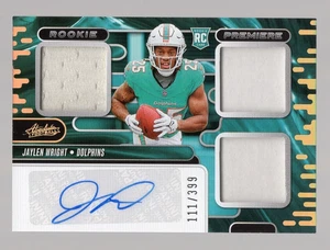 Jaylen Wright 2024 Panini Absolute Rookie Premiere automático/parche 3X RC #111/399 - Imagen 1 de 2
