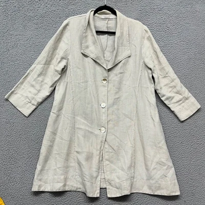 Chaqueta Suelta Corte Para Mujer L Doble Lino Lagenlook Boho Hippie Minimalista Costera Foto 1 de 4