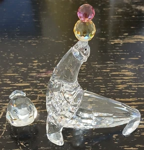 Swarovski Crystal Playing Seal And Sparrow Figurines - Imagen 1 de 21