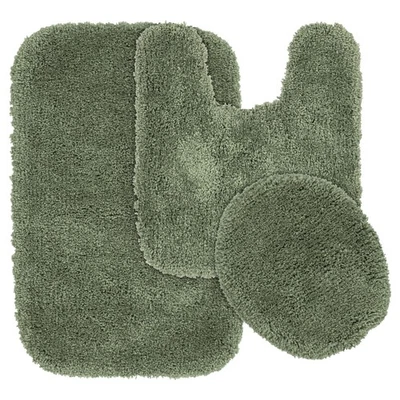 Juego de 3 piezas Serendipity Deep Fern verde (cubierta de inodoro, alfombra de contorno, alfombra de baño)... Foto 1 de 4