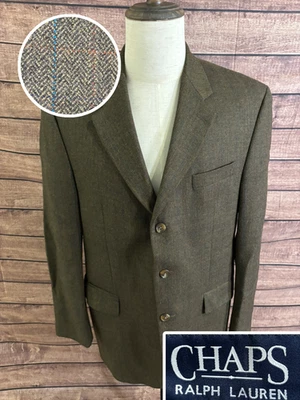 Chaps Ralph Lauren Blazer Mens 42 Wool Houndstooth Windowpane Jacket Sport Coat - Image 1 of 4