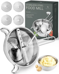Upgraded 4-Disc Stainless Steel Food Mill – Ergonomic Rotary Design for Tomat... - Bild 1 von 7