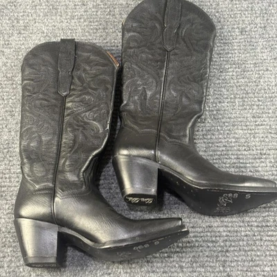 Dan Post Boots Womens Size 4/5 Black Leather Western Cowboy Embroidered DP3200 - Image 1 of 4