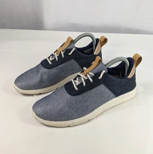 TOMS Cabrillo Blue Tan Gold Shoes Women's Size 9.5 Lace Up Sneakers 10013401 - Picture 1 of 12