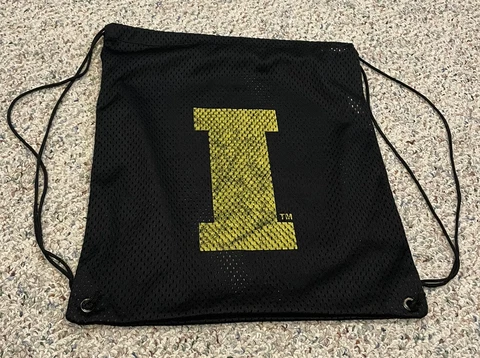 Iowa Hawkeyes Mesh Drawstring Backpack/Bag, Jetline Brand, Black/Yellow, 15”x14” Cover