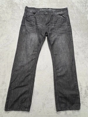 Xtreme Couture Baggy Straight Jeans Mens Black Measured 41x32 Flap Embroidered - Image 1 of 4