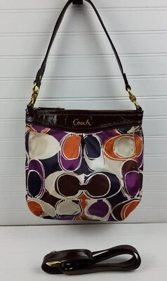 Bolsa tiracolo Coach Ashley F20016 com estampa de cachecol desenhada à mão  - Imagem 1 de 4