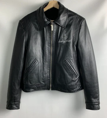 Chaqueta Reversible Baby Phat Vintage Cuero Negro/Cuello de Piel Sintética Bolsillos con Cremallera M Foto 1 de 4