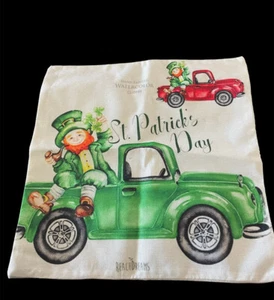 Reach Dreams Pillow Covers St Patricks Day 18x18" Holiday Green Red Truck Zip - Picture 1 of 3