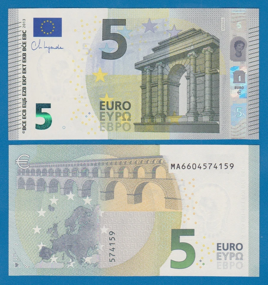 UNIÓN EUROPEA 5 EUROS 2013 UNC "M" PORTUGAL P 20m Prefijo MA Signo LAGARDE, P 20 m Foto 1 de 1