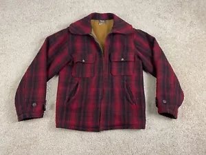 Giacca vintage Woolrich uomo taglia 36 tasche full zip flanella quadri rosso nero - Foto 1 di 16